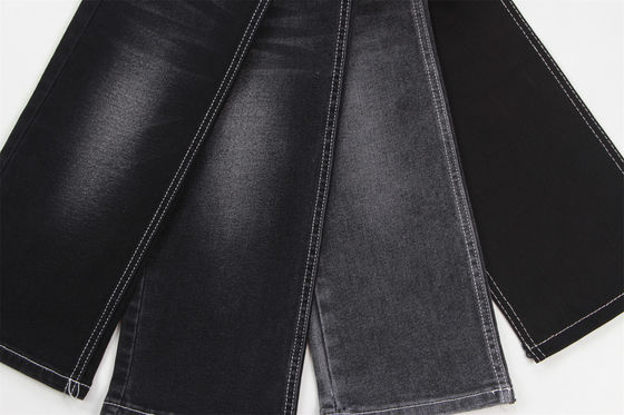 Bon prix Prix pas cher 10,5 oz polyester spandex denim noir avec élasticité denim tissu pour les jeans en ligne