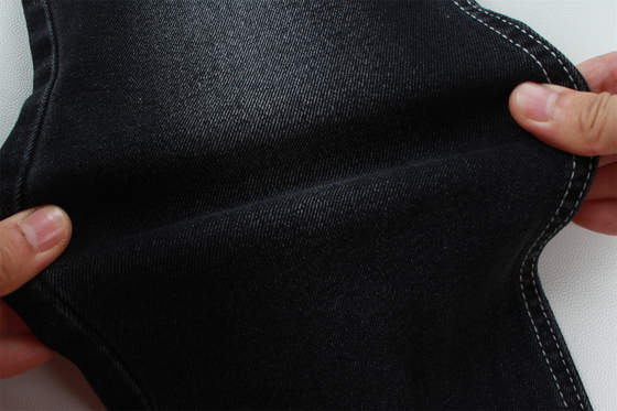 Prix pas cher 10,5 oz polyester spandex denim noir avec élasticité denim tissu pour les jeans