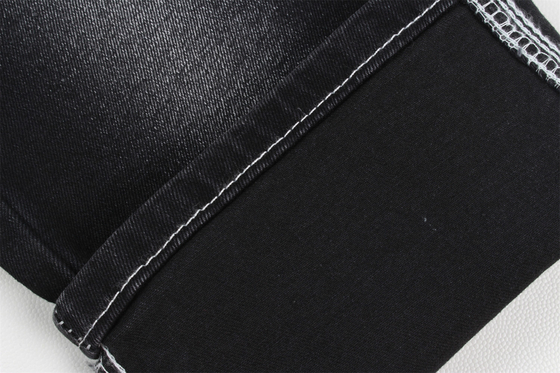 Prix pas cher 10,5 oz polyester spandex denim noir avec élasticité denim tissu pour les jeans