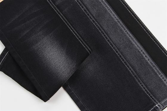 Prix pas cher 10,5 oz polyester spandex denim noir avec élasticité denim tissu pour les jeans