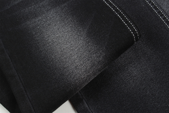 Prix pas cher 10,5 oz polyester spandex denim noir avec élasticité denim tissu pour les jeans