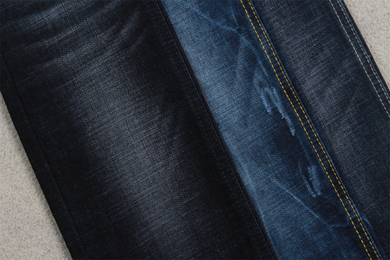 11 oz de tissu en denim bleu avec une bande transversale pour les jeans pour hommes, couleur bleu noir de marque.