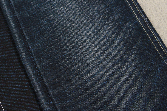 11 oz de tissu en denim bleu avec une bande transversale pour les jeans pour hommes, couleur bleu noir de marque.