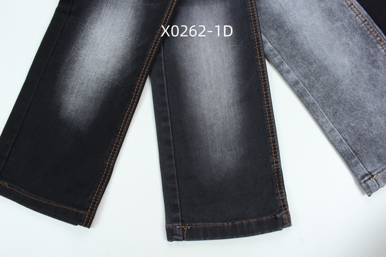 9.6 oz Noir haute étirement satin tissé denim Tissu pour jeans