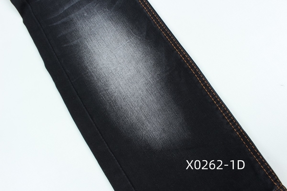 9.6 oz Noir haute étirement satin tissé denim Tissu pour jeans
