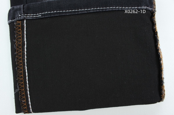 9.6 oz Noir haute étirement satin tissé denim Tissu pour jeans