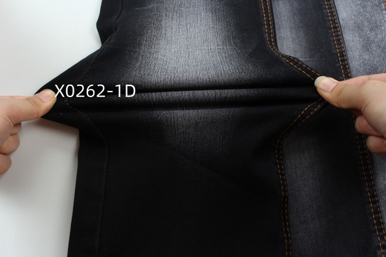 9.6 oz Noir haute étirement satin tissé denim Tissu pour jeans