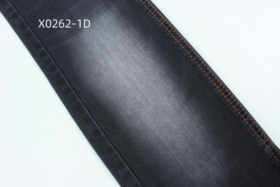 9.6 oz Noir haute étirement satin tissé denim Tissu pour jeans