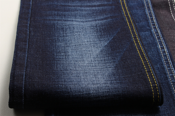 11.8 Oz Cross Slub coton mélangé spandex bleu denim tissu pour homme Jeans étirer style de marché de l'Inde Desizing Fleecing
