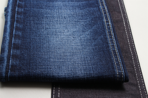 11.8 Oz Cross Slub coton mélangé spandex bleu denim tissu pour homme Jeans étirer style de marché de l'Inde Desizing Fleecing