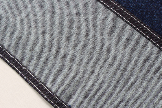 11.8 Oz Cross Slub coton mélangé spandex bleu denim tissu pour homme Jeans étirer style de marché de l'Inde Desizing Fleecing