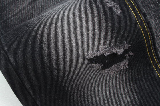 11 oz de denim rigide 56%C 44%P Noir et noir arrière largeur 180cm