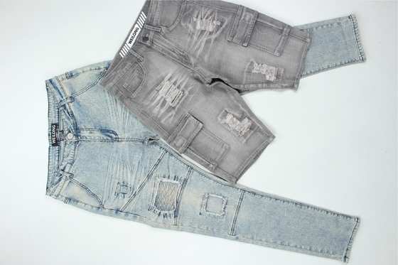 190 Cm anneau soufre noir étirement denim tissu pour hommes Jeans