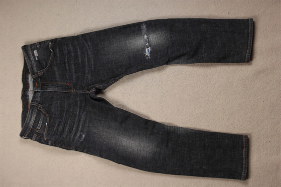La qualité la plus élevée Noir foncé Crochet élastique Tissu en denim pour hommes Jeans