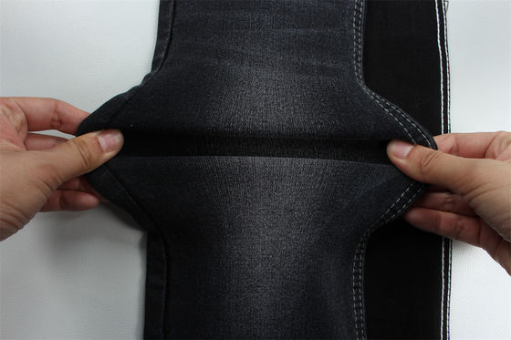 Full Lycra Satin Tissue Noir Noir Tissu en denim à haute étirement