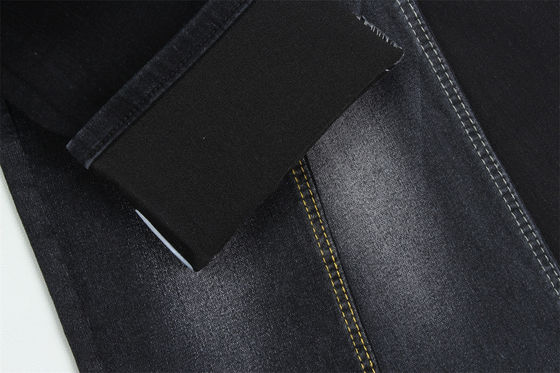 Full Lycra Satin Tissue Noir Noir Tissu en denim à haute étirement