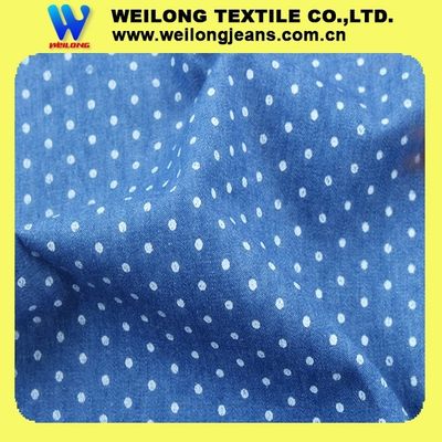 tissu léger mince de denim de coton de l'indigo 4.2oz imprimé par plume pour l'été