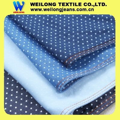 tissu léger mince de denim de coton de l'indigo 4.2oz imprimé par plume pour l'été