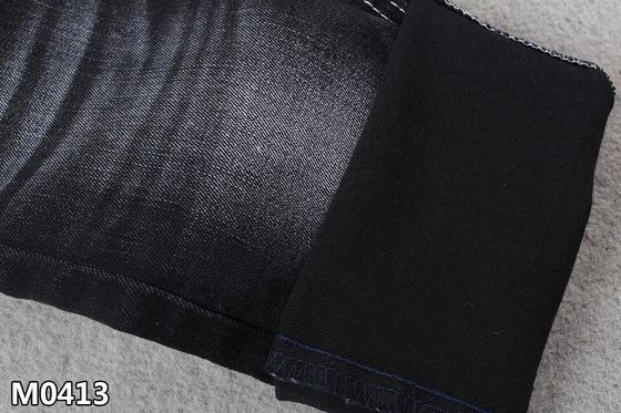 Jeans de trame noirs de mèche de chaîne de tissu de denim de bout droit de comité technique dans 2 côtés