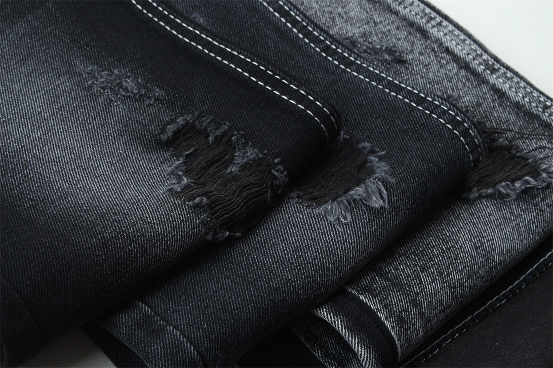 11.5oz Noir foncé et Noir Derrière Tissu Denim Jeans rigide Tissu Pour Style de Marque Jeans Boy Friend Style