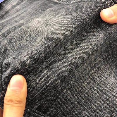 Noir superbe délavé de soufre de tissu de jeans de Dualfx T400 Lycra de coton de bout droit