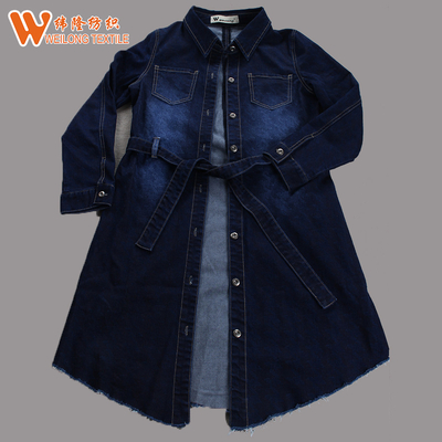 +Blue bleu de tissu de denim de bout droit de coton de 8,5 onces + bleu-foncé coloré imprimé floral