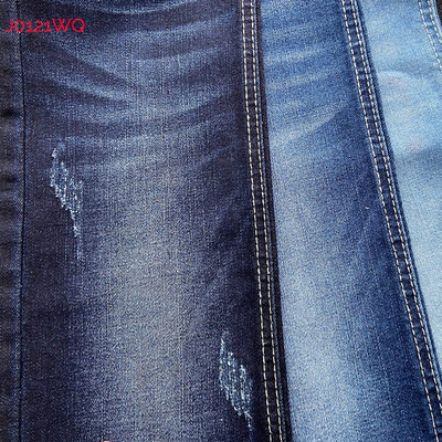 Tissu frais de denim de bout droit de jeans de femmes avec la couleur bleu-foncé de mèche claire de chaîne