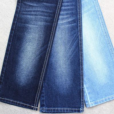 Bon prix tissu de denim de Spandex de polyester du coton 380gsm bleu-foncé avec le bout droit moyen de mèche en ligne