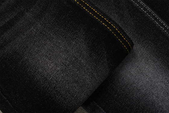 Stretch 11.5oz Cotton Spandex Denim Fabric Sulfur Black 170cm Pleine largeur