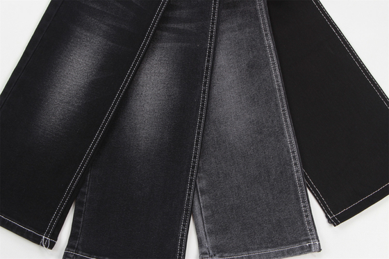 Prix pas cher 10,5 oz polyester spandex denim noir avec élasticité denim tissu pour les jeans