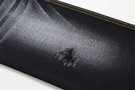 Bon prix Tissu denim noir 10.5oz rigide 100% coton noir et envers noir pour jeans style boyfriend, toucher doux pour femmes en ligne