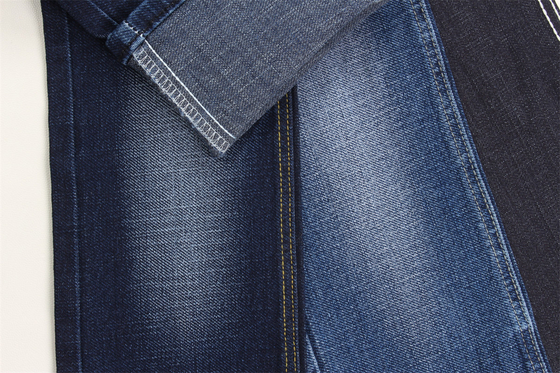 Tissu denim extensible spécial Dobby tissé croisé avec effet de fausses côtes, 190 cm