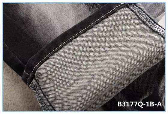 Bon prix 9.3oz Tissu en denim double couche étirable pour les jeans comme le tricot Mercerizing Finish Sulfur Black en ligne