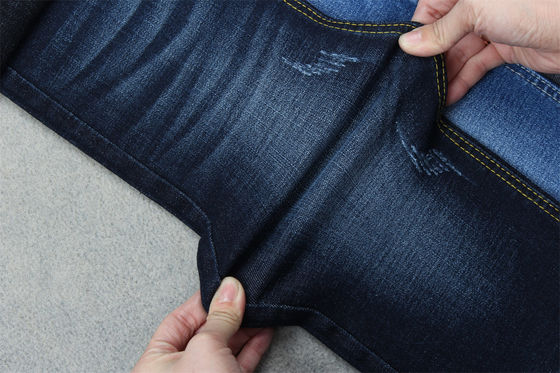 Bon prix Indigo Blue Crosshatch Denim Tissu Slub Plein étirement 10,3 Une fois les jeans Matériaux en ligne