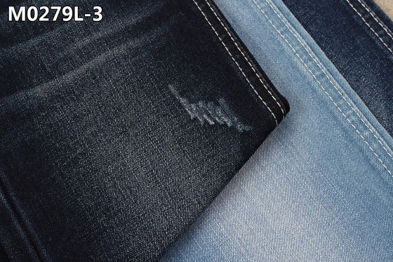 Bon prix l'indigo élastique Slubby de tissu du denim des hommes 11oz a donné au style une consistance rugueuse mince de matière première de jeans en ligne